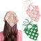 2 Stück Häkelhaar Bandana Floral Haar Schal Boho Kopftuch Vintage Stirnbänder Dreieck Haargummi Handgemachte Haarschmuck für Mädchen Frauen (Rosa/Grün)