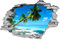 Sea View Mural Palm Tree Scenery 3D Broken Wall Vinyl Stickers Home Decoration Beach Sunset Landscape Poster Wallpaper
