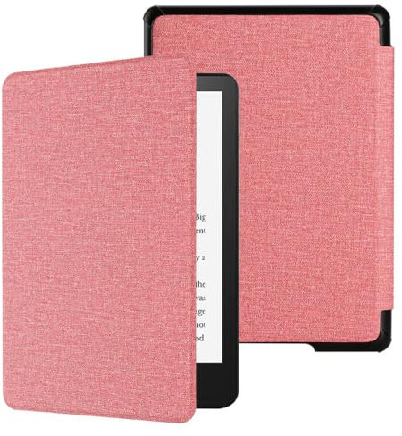 CIAOYE Compatible with 6 New Kindle 11th Generation Case 2024/2022 Release, Lightweight PU Leather Hard Plastic Cover with Smart Auto Wake/Sleep for Amazon Kindle 11th Generation 2024/2022, Pink