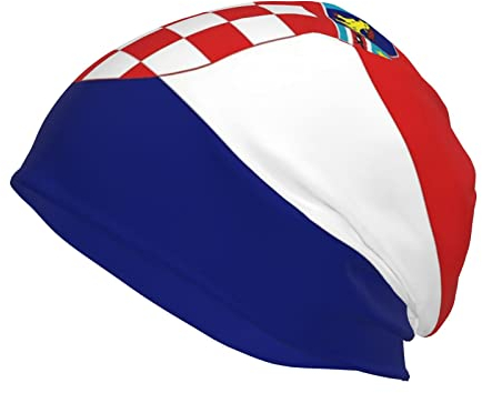ROSIHODE Niedliche Flagge Schädel Beanie Mütze für Männer Frauen Stricken Wintermützen Warm Weich Dehnbar Täglich Schädel Kappe, Kroatien Flagge-n001, Einheitsgröße