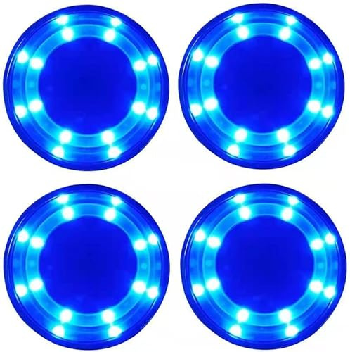 Lot de 4 porte-gobelets à LED bleues en acier inoxydable poli pour bateau, camping-car, 12 V, étanche