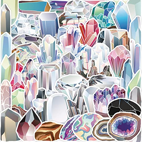 Edelsteine Aufkleber für Laptop (100 PCS),Geschenk für Kinder Jugendliche Erwachsene Jungen,Gemstone Stickers Wasserdicht Vinyl Aufkleber für Scrapbook,Skateboard,Auto,Gepäck