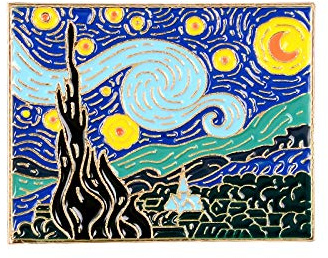 ZoTuoART Blaue Emaille Brosche Van Gogh Bekleidung Pin Niedliche Cartoon Ölgemälde Anstecknadel – Schmuck Abzeichen Broschen und Anstecknadeln für Kleidung, Taschen, Hüte