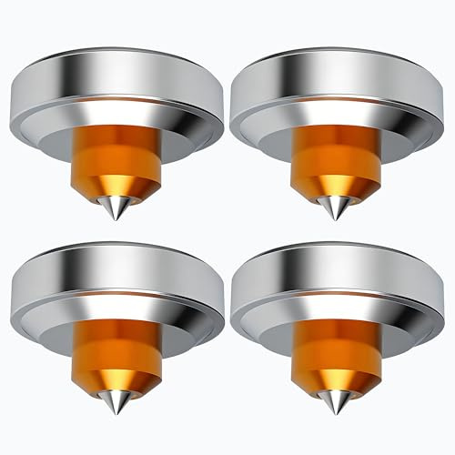 Monosaudio HiFi Lautsprecher Spikes M4, 4 Stück, 44x25mm, Aluminium | Isolationsfüße Absorber, Höhe Einstellbar, Stoßdämpfer, Für Verstärker Plattenspieler Lautsprecher