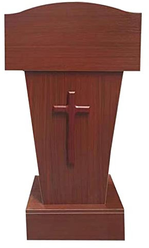 ENHEN Rednerpult Holzkanzelpodiumständer mit Kruzifixmuster, 16 x 24 Leseoberflächen -Lectern Stand for Churches Speech Hall, Leicht Zusammenzubauen (Color : Brown)