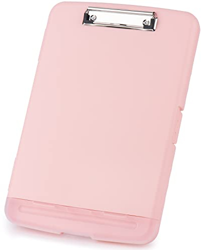 ZCZN Klemmbrett a4 mit Deckel, Schreibbrett mit Aufbewahrung, Kunststoff-Schreibbrett für Schule, Industrie und Büro, rosa