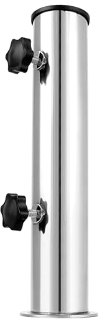 QWORK® Base sombrilla de Acero Inoxidable, Tubo de Soporte de Base de sombrilla para Granito, Soporte de sombrilla