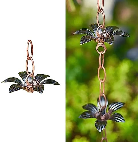 ENHEN Regenkette Blumen Form Regen Kette für Dachrinnen und Fallrohre, Hängende Metall Regen Sammlung Kit, Außerhalb Camper Dach Garten Anhänger Ornament Windspiel (Size : 5m/16.5ft)