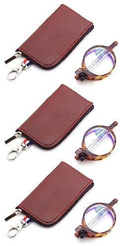Lanomi Mini Lesebrille Rund Damen Herren Blaulichtfilter Lesehilfe Kompakte Faltbar Sehhilfe Klein Brille mit Pocket Etui 3 Stück Schildpatt 2.5