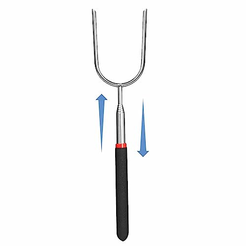 Hongjingda Barbacoa Acero Inoxidable – Tenedor telescópico Acero Inoxidable con Dientes Largos | Tenedor retráctil para Servir para Cortar asados, cocinar filetes, Pavo, Perritos Calientes, Pollo