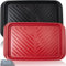 Lot de 2 plateaux de préparation et de service pour grillades, plateau de barbecue pour viande crue et cuite, plateaux de service en mélamine pour aliments, noir et rouge