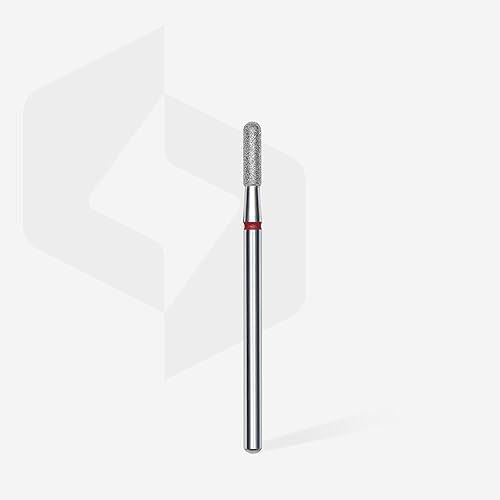 STALEKS PRO - DIAMANTE BIT - CILINDRO REDONDEADO (ROJO ANILLO) I EJECUCIÓN PARA FRASADOR DE UÑAS I FRASADOR PARA REctificadoras eléctricas I NAIL DRILL BIT PARA MANICURA Y PEDICURA APATIVAS