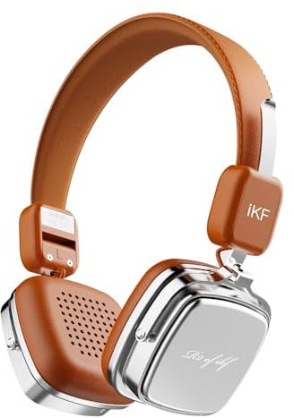 iKF R2 Wireless Retro On-Ear Headphones, Foldable Design, Pure Bass Hi-Fi Stereo, 60H Playtime with Wired Mode, Bluetooth 5.4 Multipoint Connection, Lightweight Comfort Headset for Travel (Brown)