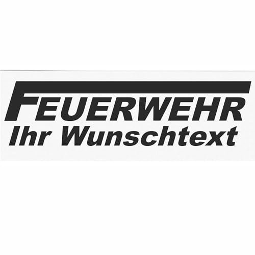 INDIGOS UG - Aufkleber - Autoaufkleber - Feuerwehr mit Wunschtext individuell personalisiert - schwarz 500 mm - selbstklebend - Sticker - für Auto, LKW, Boot, löschen - Bergen - Tuning - Heckscheibe