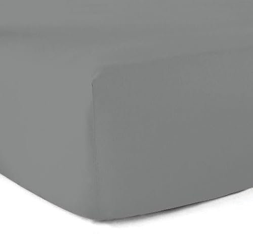 Drap-Housse 100% Coton 57 Fils - Gris - 90 x 190 cm - Bonnet 30 cm