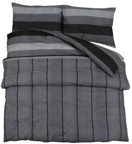 vidaXL Bettwäsche Set, Bettbezug in elegantem Look, Deckenbezug Kissenbezug mit verstecktem Knopfverschluss, Bettdeckenbezug Duvetbezug, Dunkelgrau 240x220cm Baumwolle