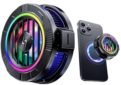 Phone Cooler, RGB Light Portable Magnetic Phone Radiator Cooling Fan, Compatible with all Mobile Phones, Cell Phone Cooling Fan, gamings Semiconductor Cooling Fan, Type C Rechargeable Cooling Fan