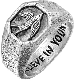 HG HAZE & GLORY Ring Herren aus 925 Sterling Silber, Schmuck Männer, Silberring oxidiert, Cool, Schwalben