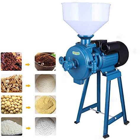 HINOPY Molinillo de cereales eléctrico, 2200 W 220 V, triturador para pienso de cereales con embudo - 1400 rpm para granos, maíz, paja, forraje