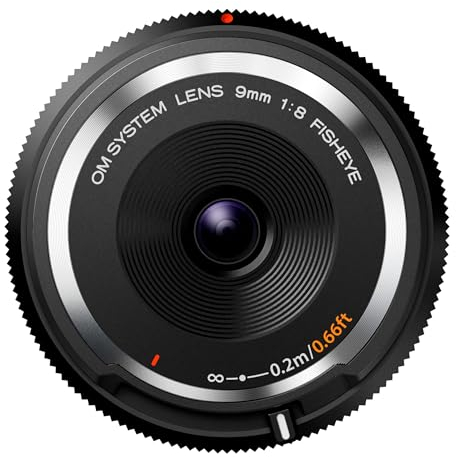 OM SYSTEM Body Cap Obiettivo 9mm 1:8.0 Fisheye, adatto a tutte le fotocamere MFT Olympus, Panasonic, nero