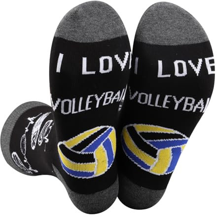 PLITI Volleyballsocken Volleyball-Liebhaber Geschenk I Love Volleyballsocken Volleyballspieler Geschenk Volleyball Trainer Geschenk Sport Fan Geschenk, I Love Volleyball-Socken, Einheitsgröße