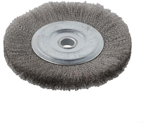 Smerigliatrice da banco abrasivo per sbavatura di metallo, lucidatura spazzola a disco in filo di acciaio inossidabile da 15,2 cm, foro da 16 mm