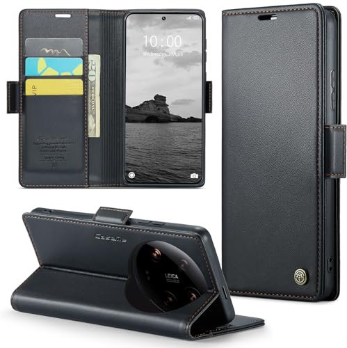 Phernykas for Xiaomi 14 Ultra Wallet Case with Card Holder, Kickstand RFID Blocking Magnetic Closure Shockproof Protective PU Leather Case for Xiaomi 14 Ultra Flip Case Wallet - Black