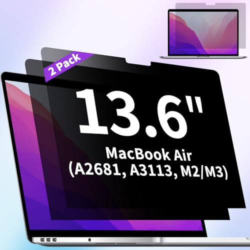ANTOGOO V Paquete de 2 protectores de pantalla de privacidad para MacBook Air de 13.6 pulgadas (2022-2025, M2, M3, M4) – Pantalla de privacidad mate para laptop, filtro antirreflejos de luz azul para