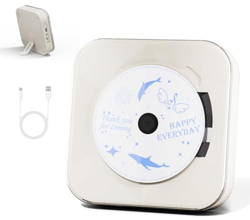 Yintiny Off White Audio CD Player with Speakers for Home Decor (CD909)