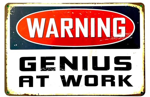DiiliHiiri Poster divertente da ufficio, 30 x 20 cm, avvertimento: genio sul posto di lavoro, divertente regalo per colleghi di lavoro, umorismo (2635-246)