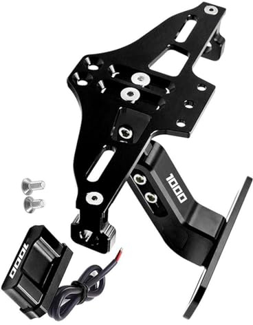 MAKUTU License protector Bracket For KAWASAKI For NINJA Z1000 2003-2023 2019 2018 2017 2016 2022 2021 2020 Motorcycle License Plate Holder Number Plate Frame Light Bracket(Black- Silver)