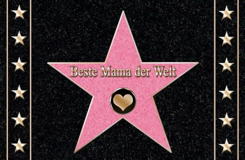 Geschenke22.de Personalisierte Fußmatte im Walk of Fame-Stil, Schwarz mit rosa Stern 60x40cm, Herz-Goldene Kamera - Zahl (Herz)