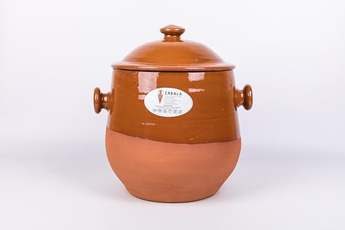 Puchero de Barro Refractario para Cocinar – 10 Litros | Olla Artesanal 25 x 25 cm Hecha a Mano en España | Apto para Horno, Gas o Vitro con Difusor – Felipe Zabala