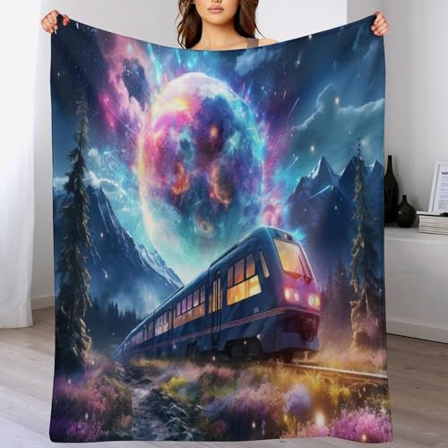 AAPZY Decke Stern Train Decke Tagesdecke - Weiche Flannel Decke Mit Muster Sofadecke - Baumwolldecke Wohndecke Sofaüberwurf Bettüberwurf （150×200cm）