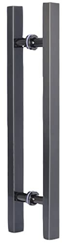 Poignée de porte coulissante carrée double face pour portes de grange extérieures et intérieures en forme de H Noir 30 cm