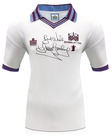 Exclusive Memorabilia Trevor Brooking Front Signed 1980 FA Cup Final Football Shirt White
