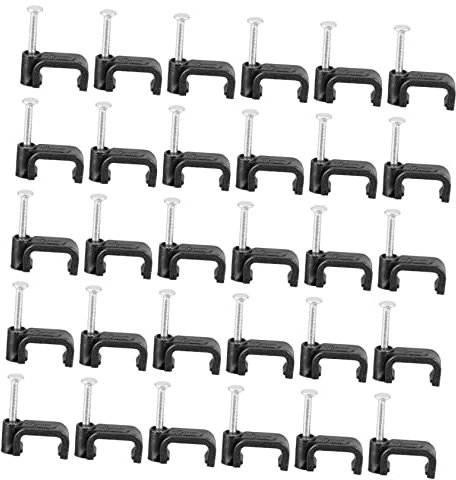 HOLIDYOYO Demi-colliers De Fixation Câble Avec Clou En Acier Noir 10mm, Clips De Serrage Pour Câbles Électriques Muraux, Lot De 100 Pièces Pour Fixation Fil Mural Béton Briques