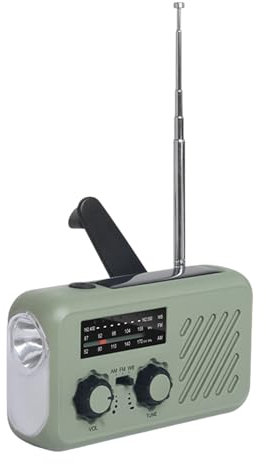 Fyearfly Radio de Emergencia Portátil 2000 mAh FM/Am Solar Radio de Manivela Dinamo con 2000mAh Powerbank Linterna LED SOS Alarma para Camping al Aire Libre