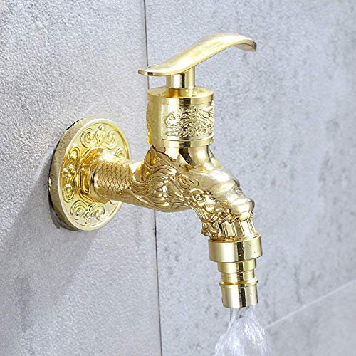 Küchenarmatur, antiker europäischer grüner Bronze-Retro-Drachen-Wasserhahn, Unterputz-Waschmaschine, Mopp, Pool-Mischbatterie, Zinklegierung, Balkon, schnell öffnendes Wasserventil, Einhandgriff,