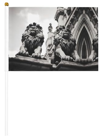 Bandera de mano de doble cara de león, 5.5 x 8.2 pulgadas, para fiestas, eventos deportivos