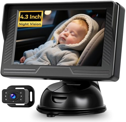 GOHHDL Caméra de Voiture pour bébé, Moniteur rétroviseur pour bébé 5 Pouces avec Fonction de Vision Nocturne IR pour bébés, Enfants, Nourrissons et Nouveaux Parents