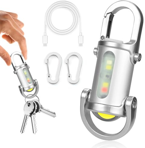 1200lm Super Bright Mini Keychain Flashlight Waterproof - Rechargeable LED Keychain Torch, Aluminum Alloy Version Keychain Flashlight, Compact & Portable Torch for Camping, Hiking, Emergency (White)