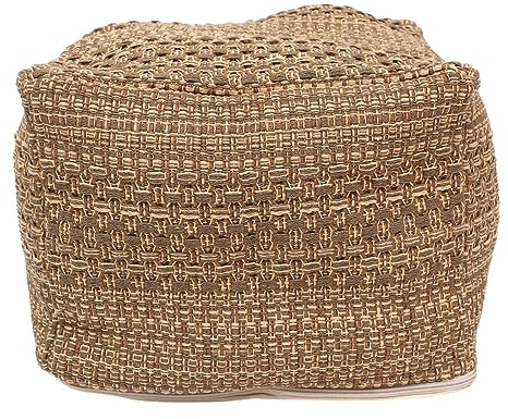 BEAHING Pouf-Bezug, 43, 2 x 43, 2 x 33 cm, quadratisch, Ethno, Pouf-Ottomane-Bezug, Baumwollleinen, Abnehmbarer Sitzsack, Fußstütze, großes Fassungsvermögen für Couch, Schlafzimmer, Wohnzimmer