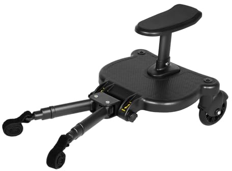 Buggy Board con asiento extraíble 2 en 1 para niños de 3 a 7 años, andador ajustable en altura, ruedas de poliuretano 360°, carga máxima 25 kg, compatible con todo tipo de cochecito