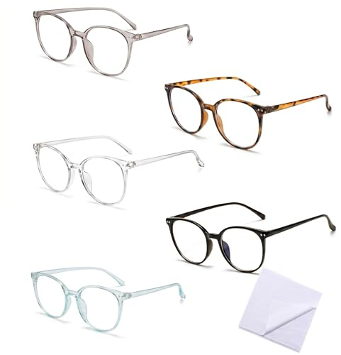VVPENA 5 Pack Blaulichtfilter Brille Damen Herren ohne Stärke, Blaulicht Brille Bildschirmbrille Blue Light Glasses mit einem Objektivtuch