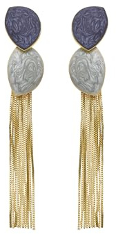 LUXENTER Ohrringe mit blauer Lackierung und Finish aus 18-karätigem Gold, Blau, lange Ohrringe, Damenschmuck, Modell Gori