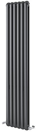Edworth Vertical Radiator | Curved Panel Double Column | Central Heating | Living Room Hallway Bathroom Kitchen Radiator | 1800 x 380 | Anthracite