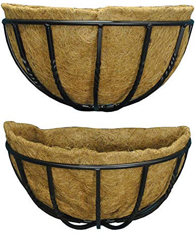 Selections Pack of 2 Black Metal Wall Basket Manger Trough Hayrack Planters (40cm)