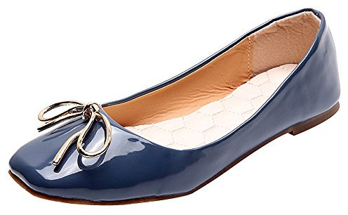 Jamron Women Lovely Bow Tie Ballerinas Comfy Square Toe Ballet Flats Slippers Pumps Dolly Shoes Blue SN02922 UK7