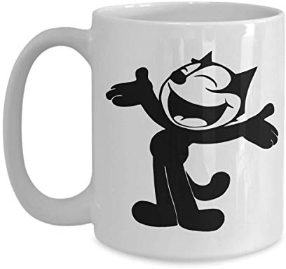 mmandiDESIGNS Tazza da caffè vintage con gatto del film animato classico del film TV star della TV divertente ferroviaria con orologio da parete vintage per mamma, papà, nonna, regalo di San